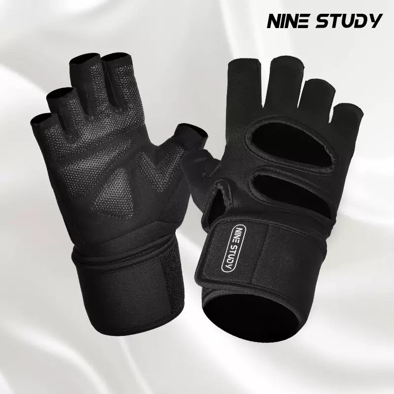 Nine Study Wrist Support Gym Gloves